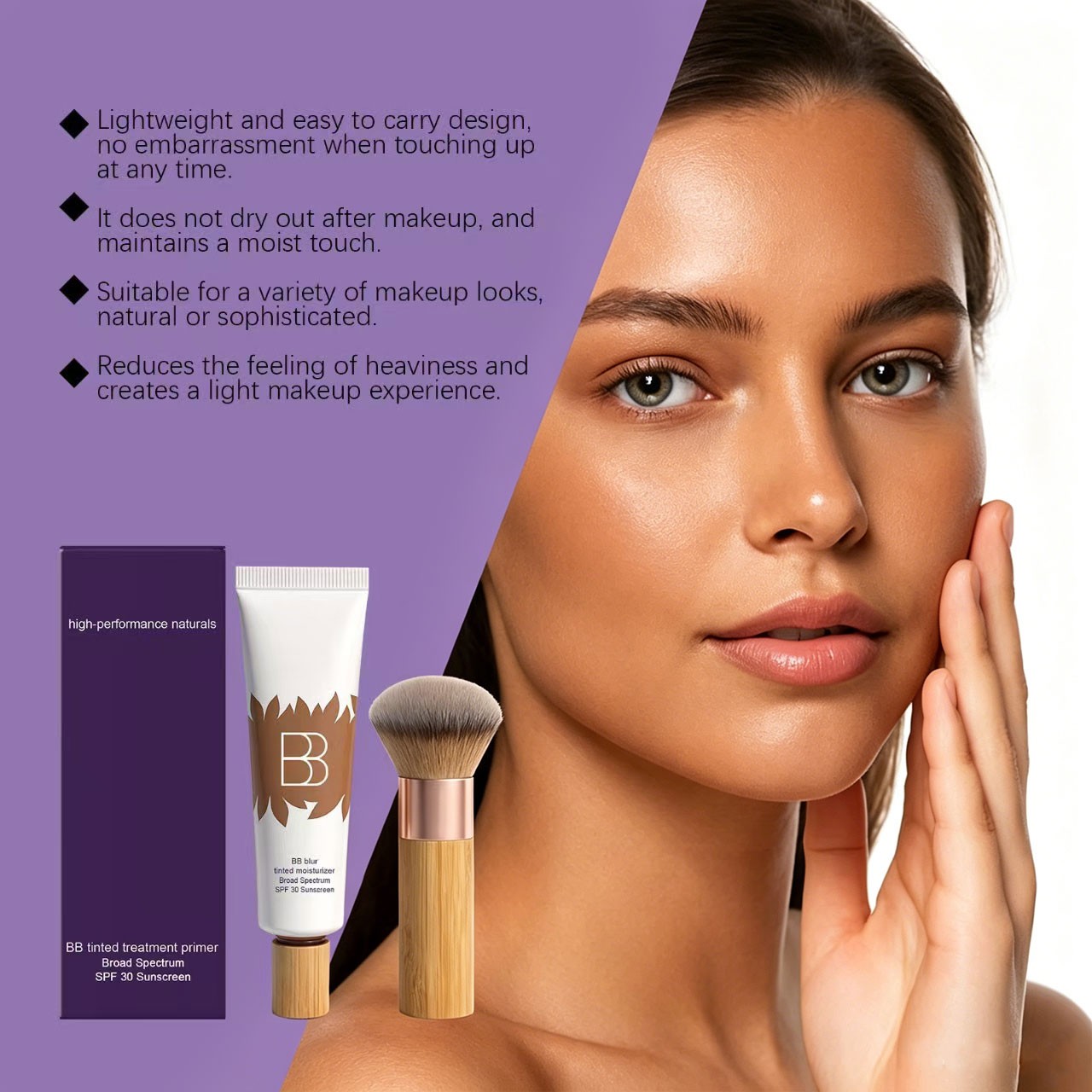 BB Cream Tinted Moisturizer with SPF 30, Hydrating Formula Face Sunscreen for Al