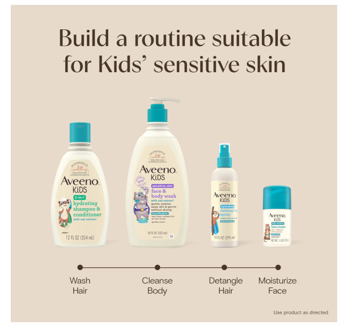 Kids Shampoo & Conditioner, Formulated With Oat Extract to Gently Cleanse, Cond