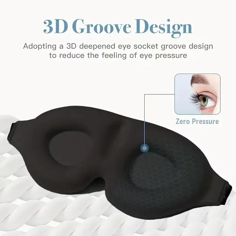 3D Sleep Eye Mask Blackout Light Blocking Blindfold Soft Travel Sleeping Aid