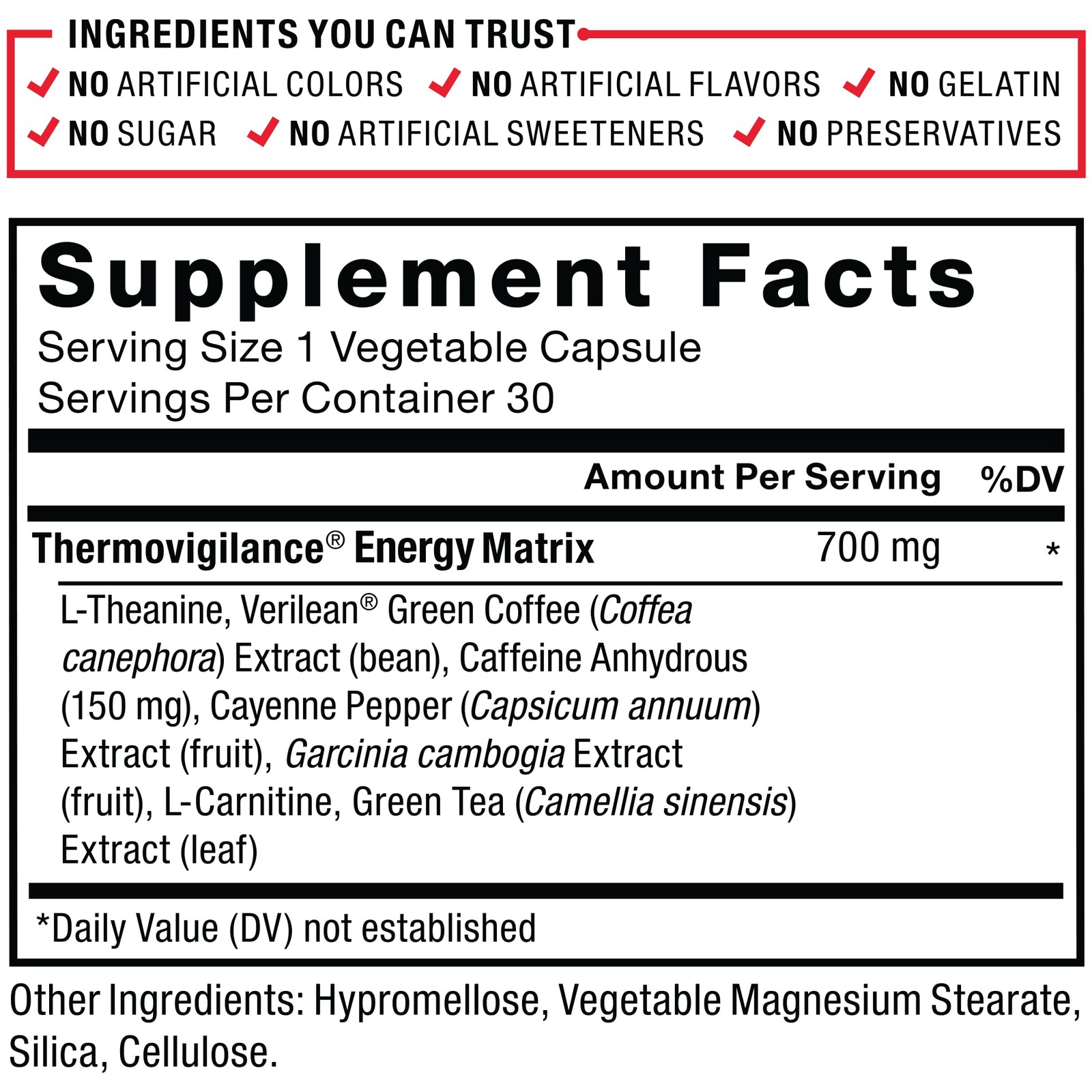 Pre Workout Energy Pills Green Tea Extract Caffeine 30 Count Force Factor Build