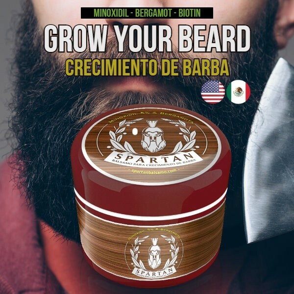 Spartan Beard & Mustache Growth Balm with Minoxidi, Bergamot & Biotin 60ml/2 oz