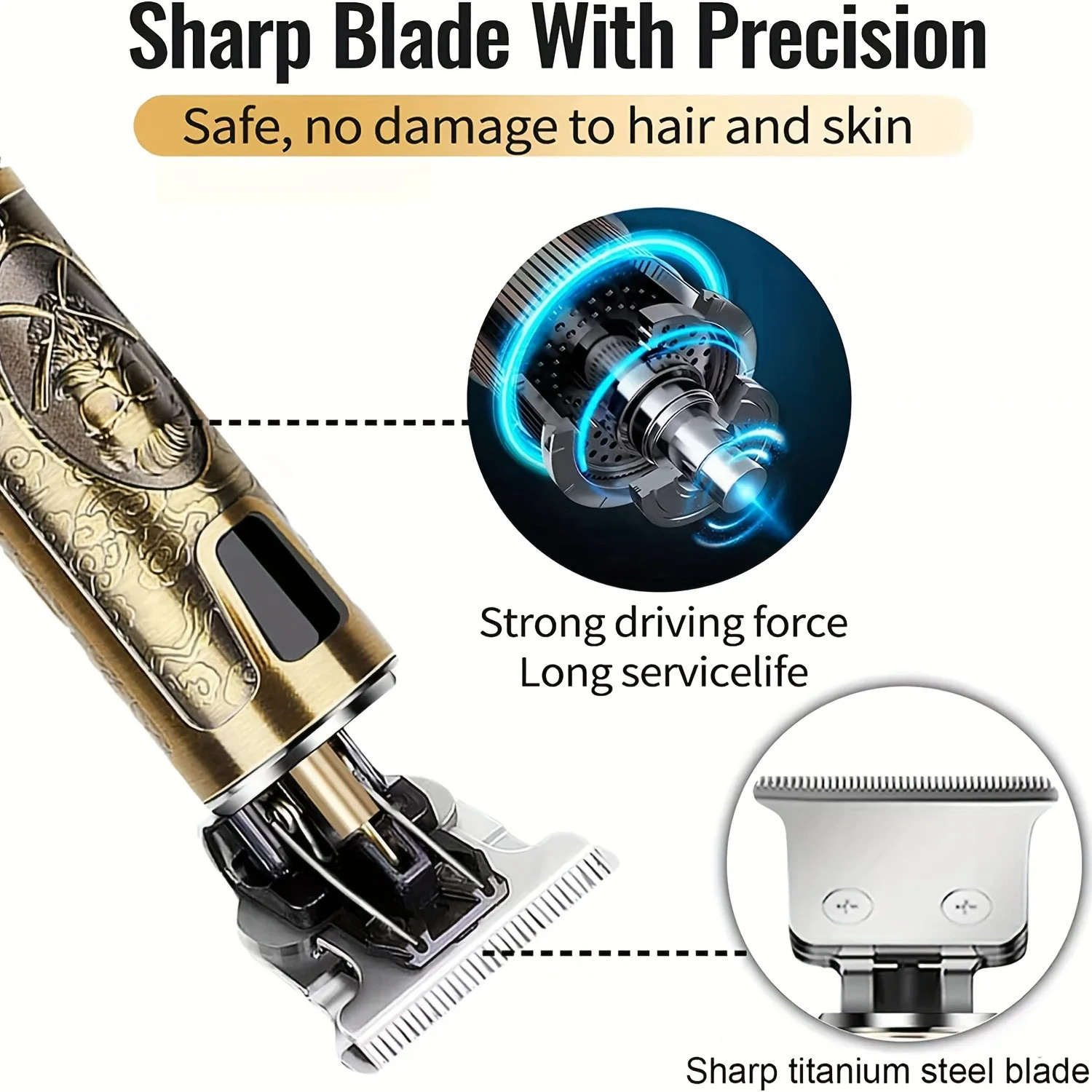 Electric Hair Clipper With LCD Display Oil Head Hair Cutting Machine Hair Beard