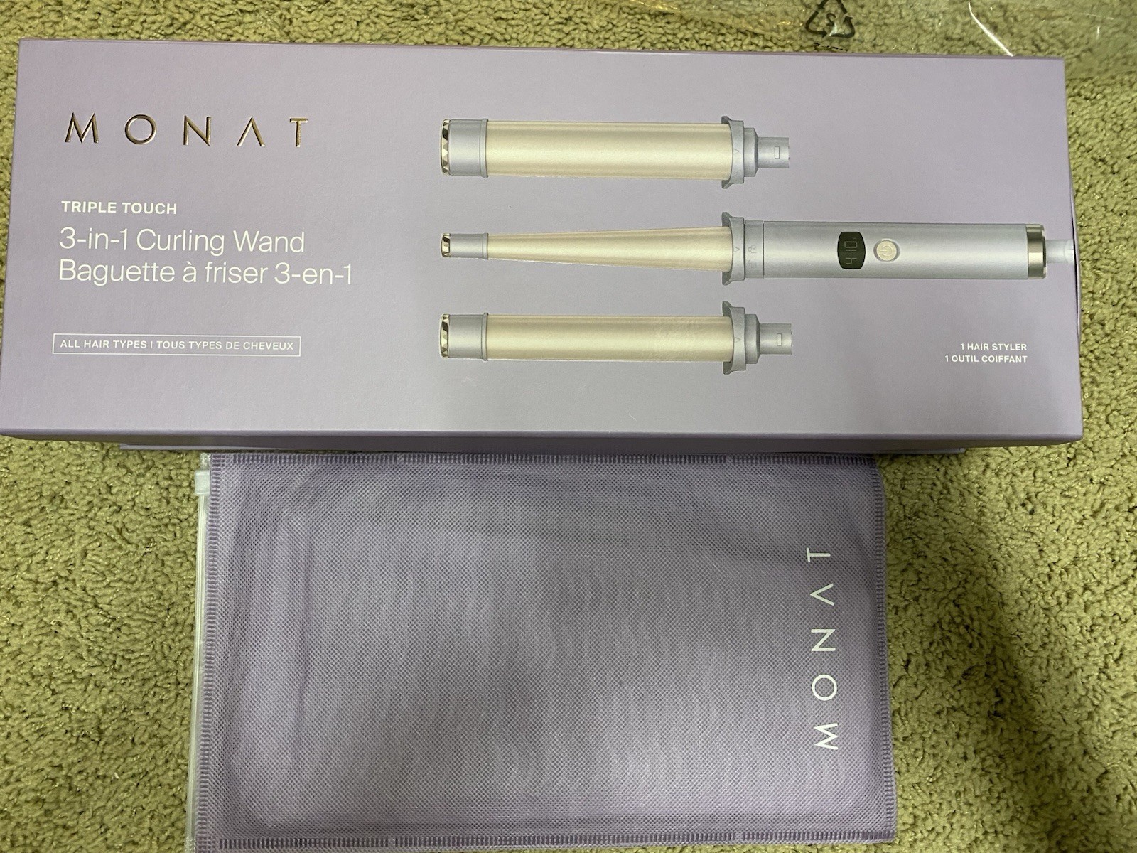 NEW IN BOX Monat 3 in 1 Curling Iron with BONUS Monat branded Silicone Sleeve