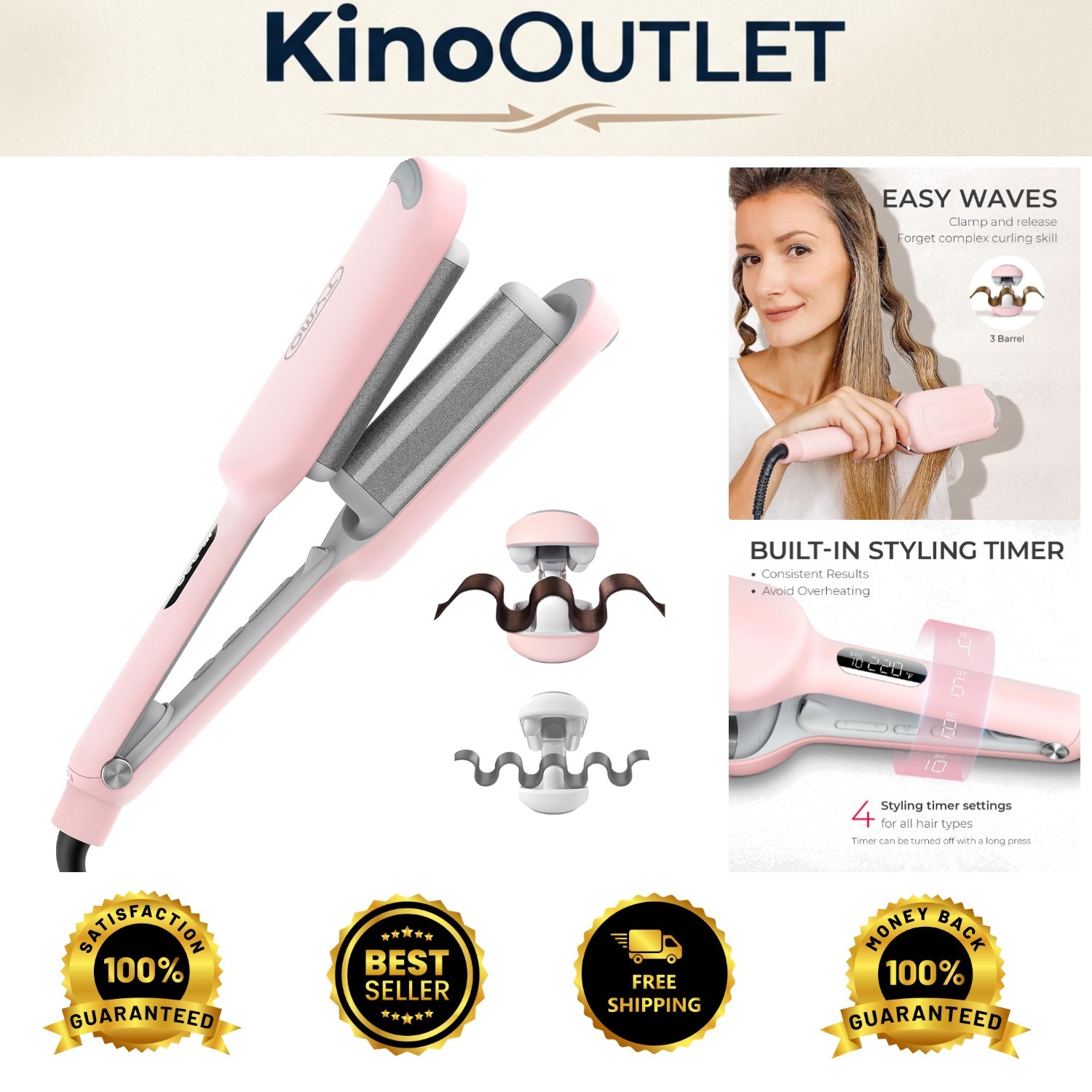 Safe and Stylish: ROVY 1.25 Inch Pink Curling Iron with Anti-Scald Technology