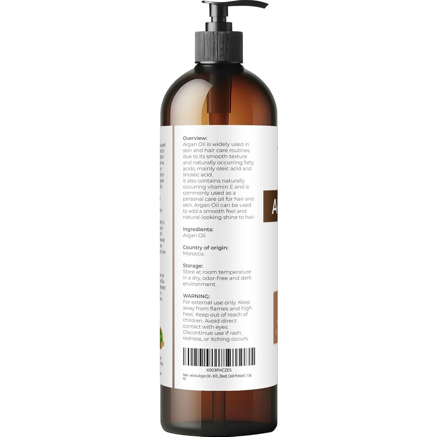 velona Argan Oil – 8 Fl Oz | 100% Pure and Natural | Morocco Oil | Skin, Body an