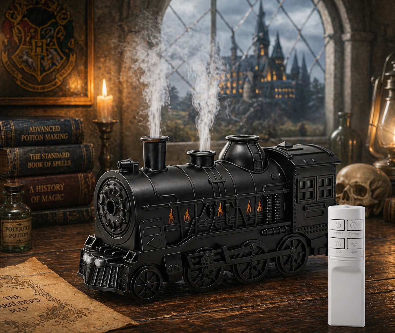 Train Shaped Diffuser (300ML) Essential Oil Diffuser, Mist Humidifier, Black
