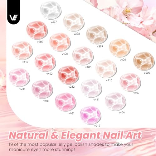 24Pcs Jelly Gel Nail Polish Set -Soft Milky White Natural & Sheer Jelly Gel