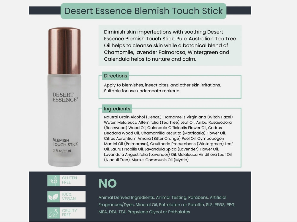 Desert Essence Blemish Touch Stick Tea Tree Oil 0.31 fl oz Pack of 3