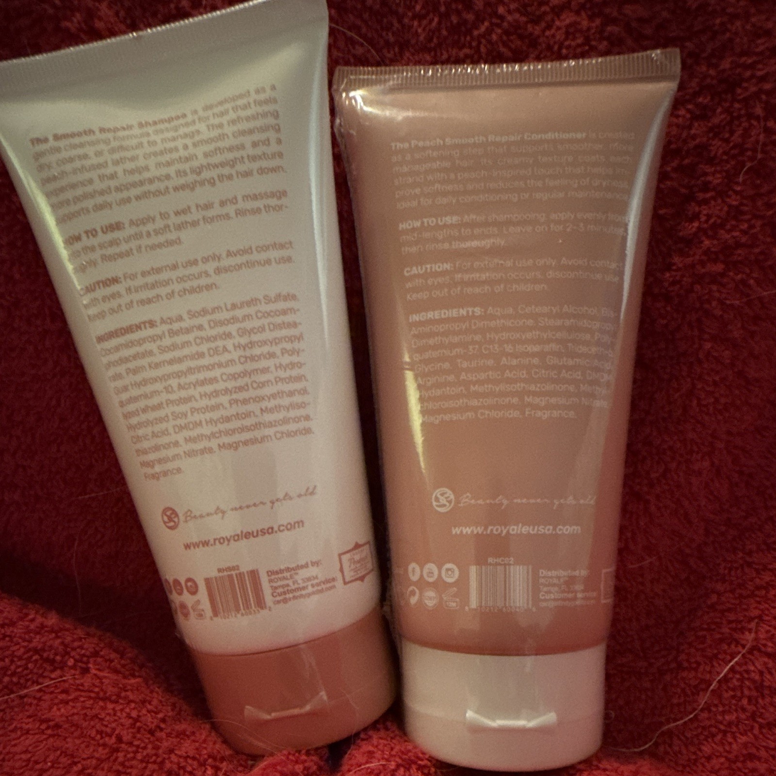 Royale Rescue Smooth Repair Shampoo & Conditioner Set Peach 150ml