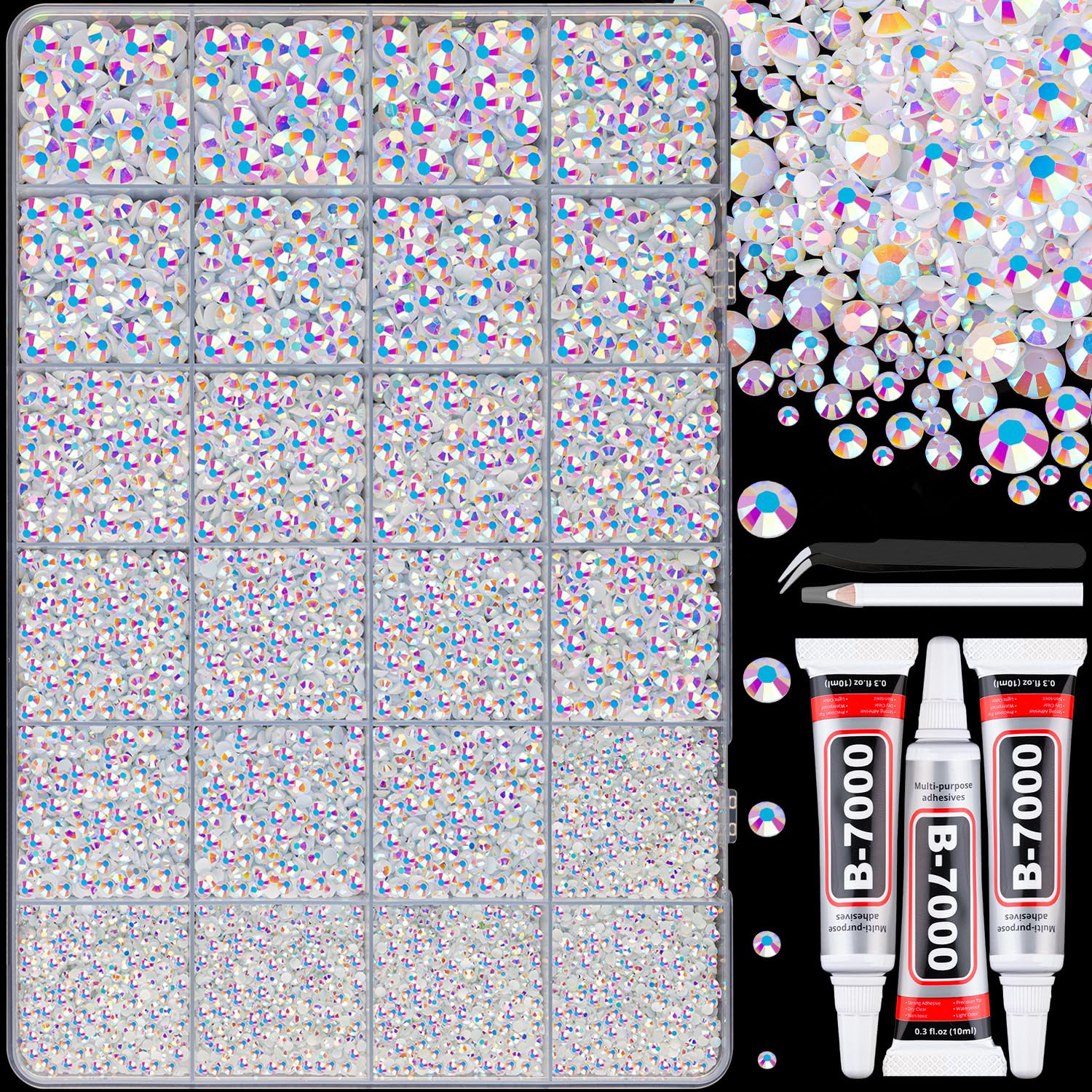 Resin Jelly Rhinestones for Crafting with B7000 Jewelry Glue, 2 Boxes White Flat