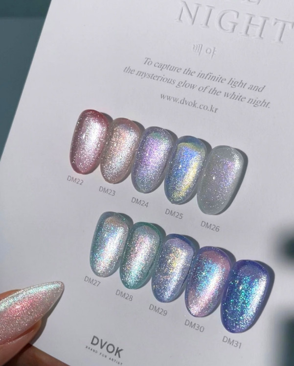 DVOK White Night Magnet Gel Polish Aurora Cat Eye Nail Gel K-Beauty