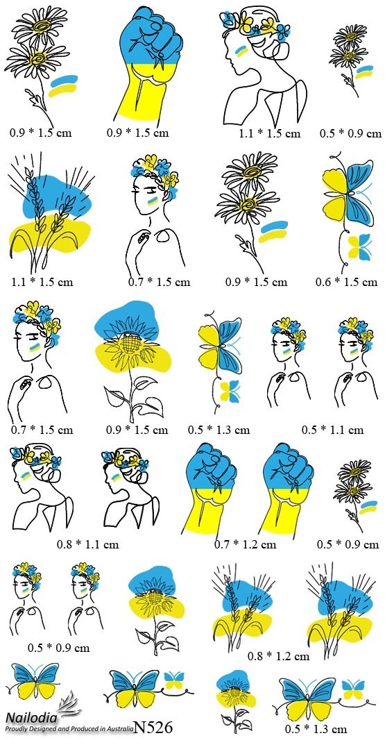 Ukraine Supporters Nail Art Decal Sticker Water Transfer Slider