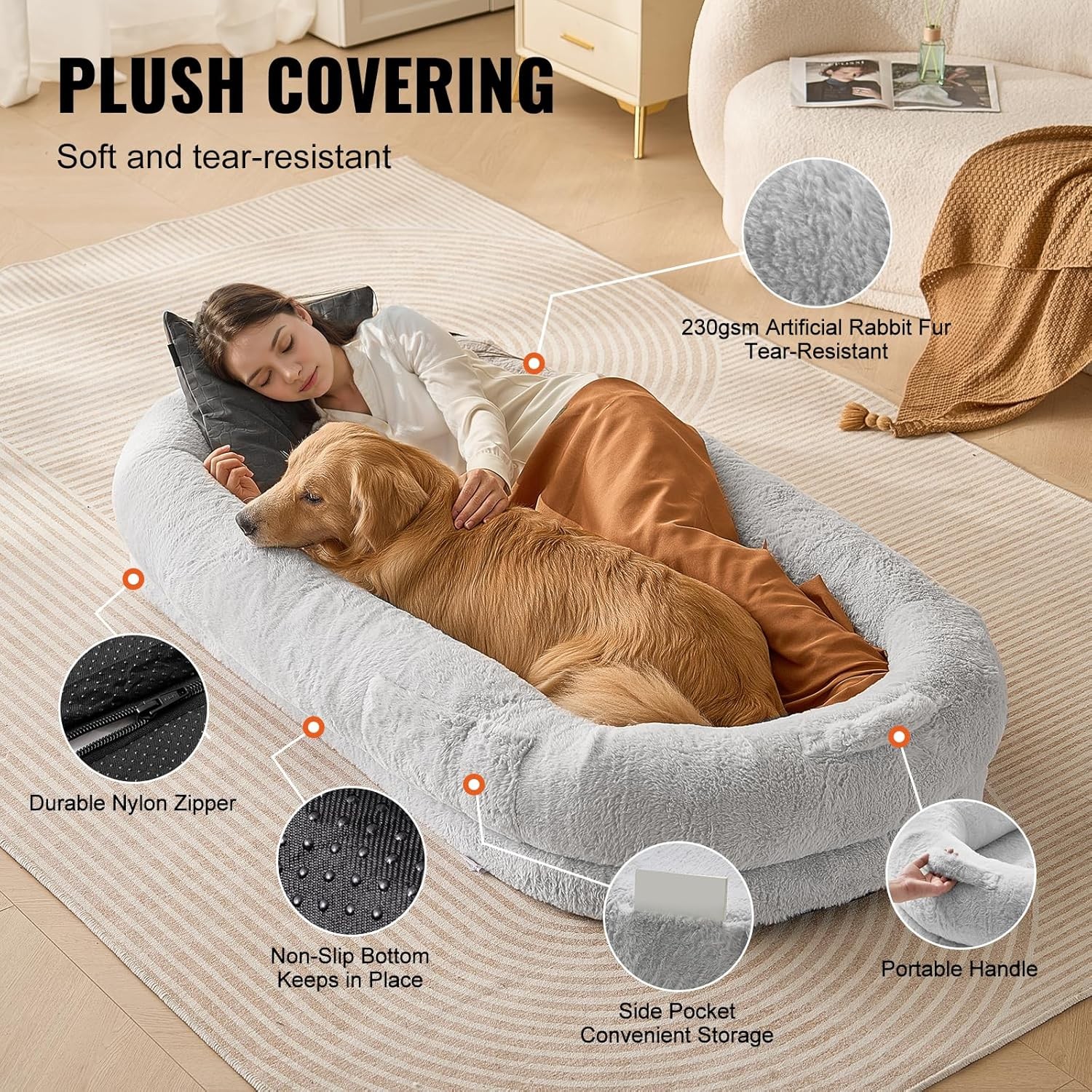 VEVOR Human Dog Bed,67.7″x35″x9.8″ Human Dog Bed for Adult People,Large Size Bed
