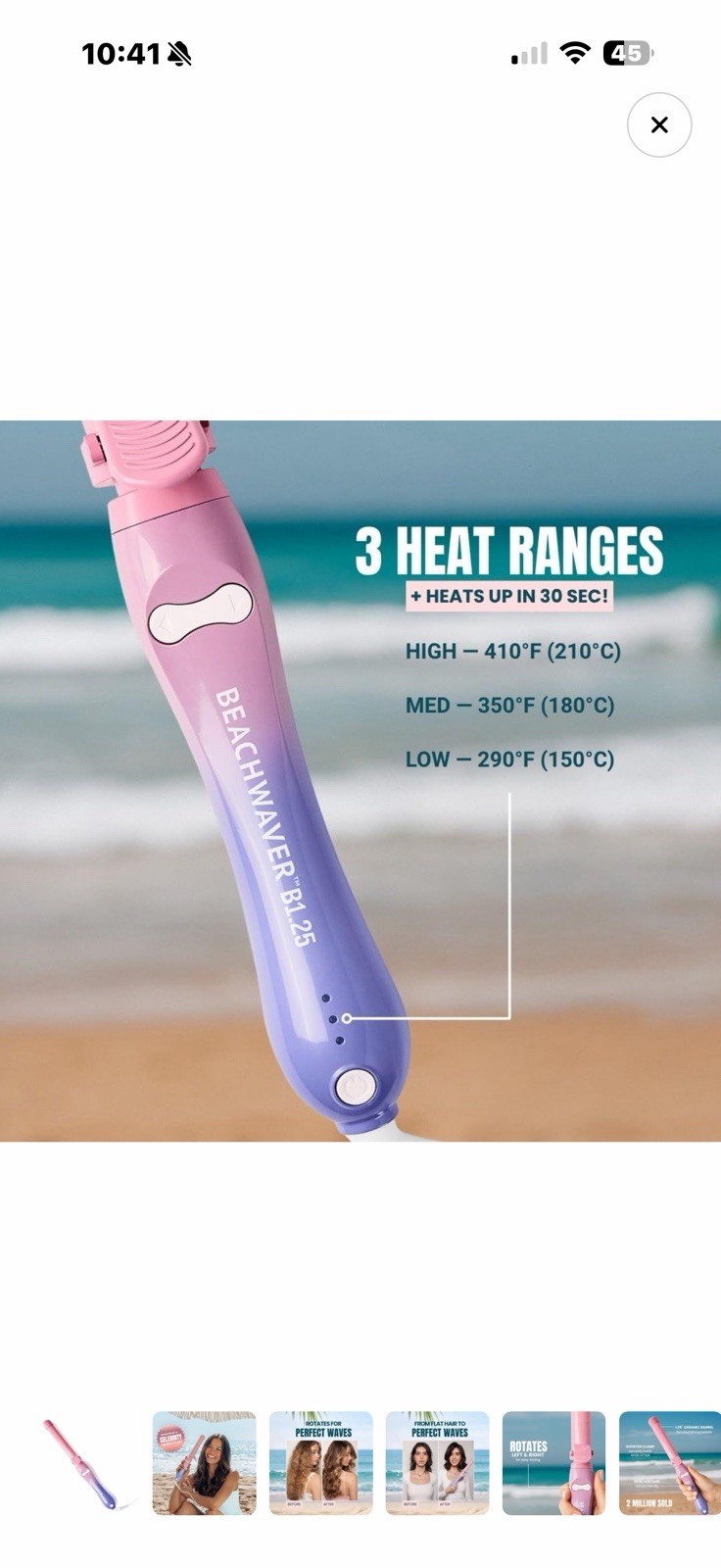 The Beachwaver Co. B1 Rotating Curling Iron – Pink Sunset