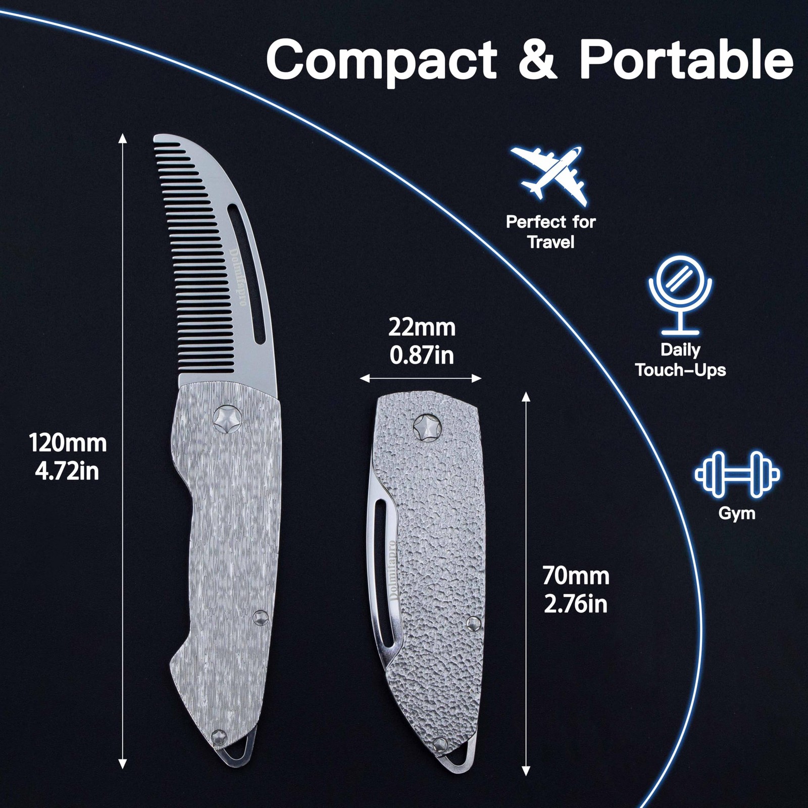 Dolmifapro Small Folding Mustache Comb, Metal Beard Comb for men EDC Pocket M…