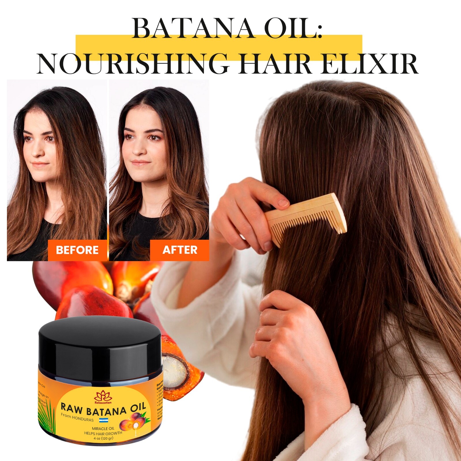 Batana oil Organic for HAIR GROWTH 4 oz – 100% Raw Pure BATANA OIL from Honduras