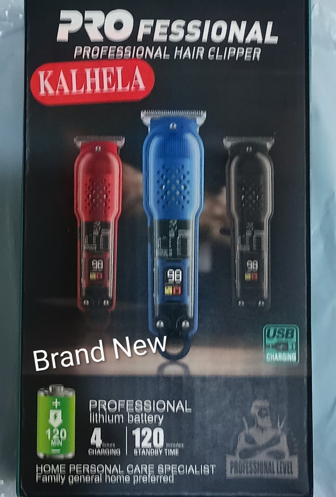 Kalhela Professional Hair Clipper with a lithium battery/USB, Three color option