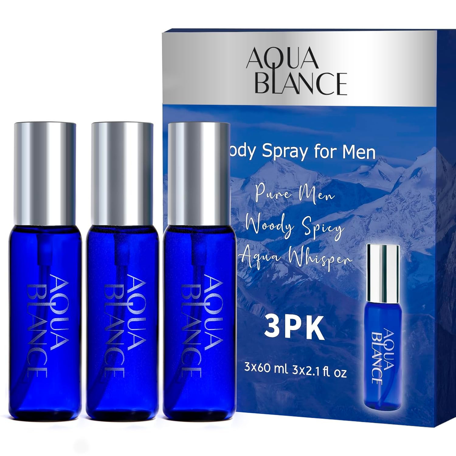 Body Spray for Men, 2.1 Fl Oz/60 ML, Travel Size 3-Pack Set