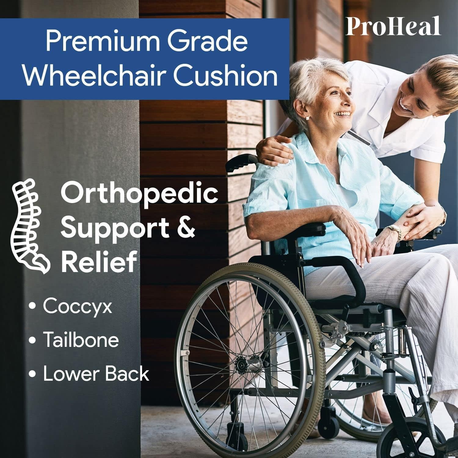 Wheelchair Cushion Foam Coccyx Heavy Duty Seat Office Bench Car Tailbone Pain 3″