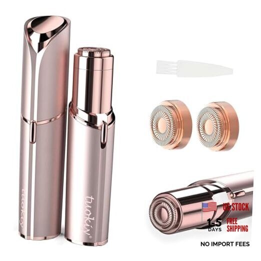 Women Facial Hair Removal Device Battery Operated with 2 Replacement Rose Gold
