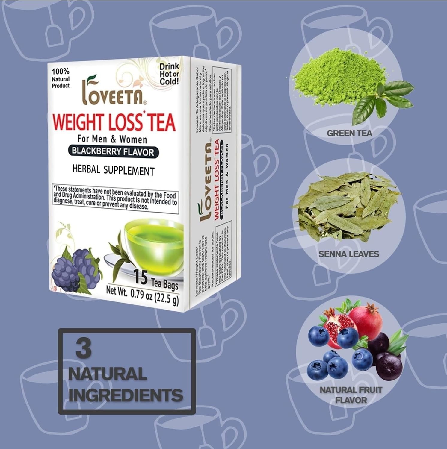 Delicious Blackberry Tea for Weight Loss – 15 Bags, 100% Natural & Sugar Free