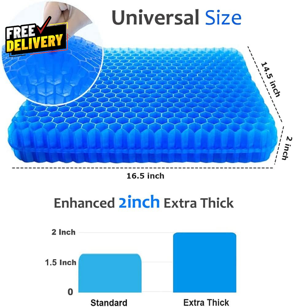 Gel Seat Cushion for Long Sitting Extra Thick Gel Cushion for Wheelchair So…..
