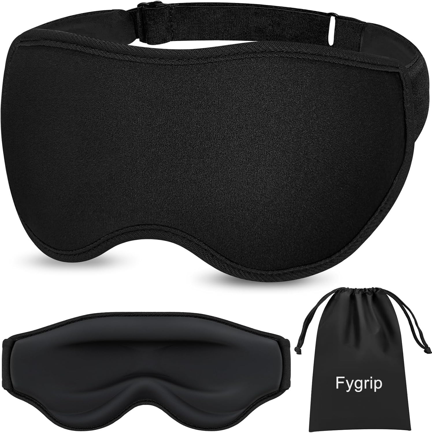 3D Contoured Sleep Mask Blackout Eye Mask Travel Blindfold Adjustable