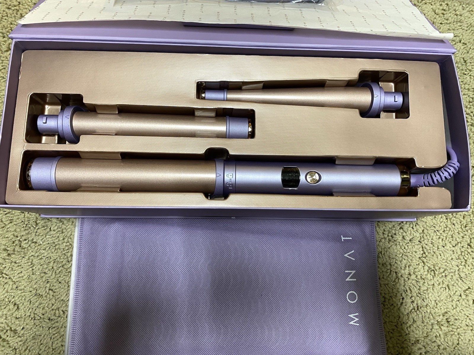 NEW IN BOX Monat 3 in 1 Curling Iron with BONUS Monat branded Silicone Sleeve