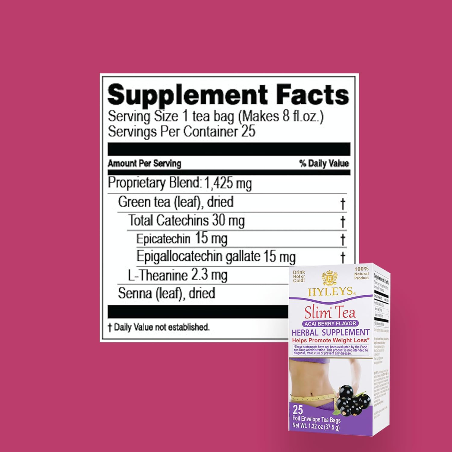 Slim Tea Acai Berry Flavor – Weight Loss Herbal Supplement Cleanse and Detox – 2