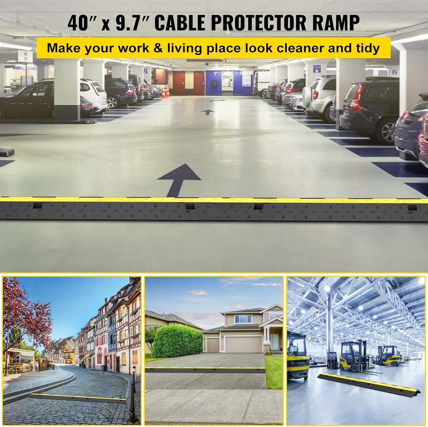 Triple Pack Cable Protector Ramp for Indoor & Outdoor Use – 11000 lbs Capacity