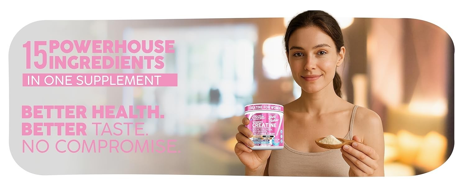 Clean Nutra Creatine for Women | Monohydrate + BCAA Powder, Collagen Biotin, D3