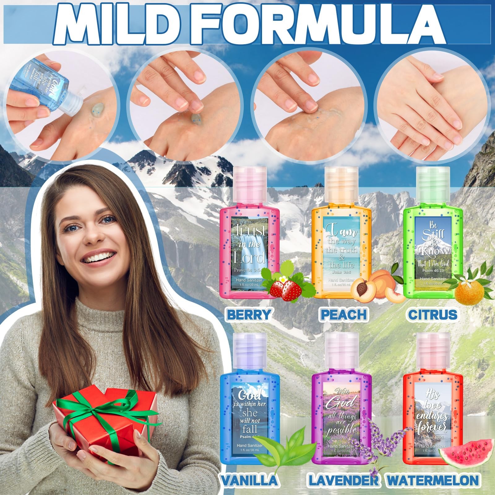 Frienda 72 Pcs Christian Hand Sanitizer Bulk Religious Travel Size Mini Hand