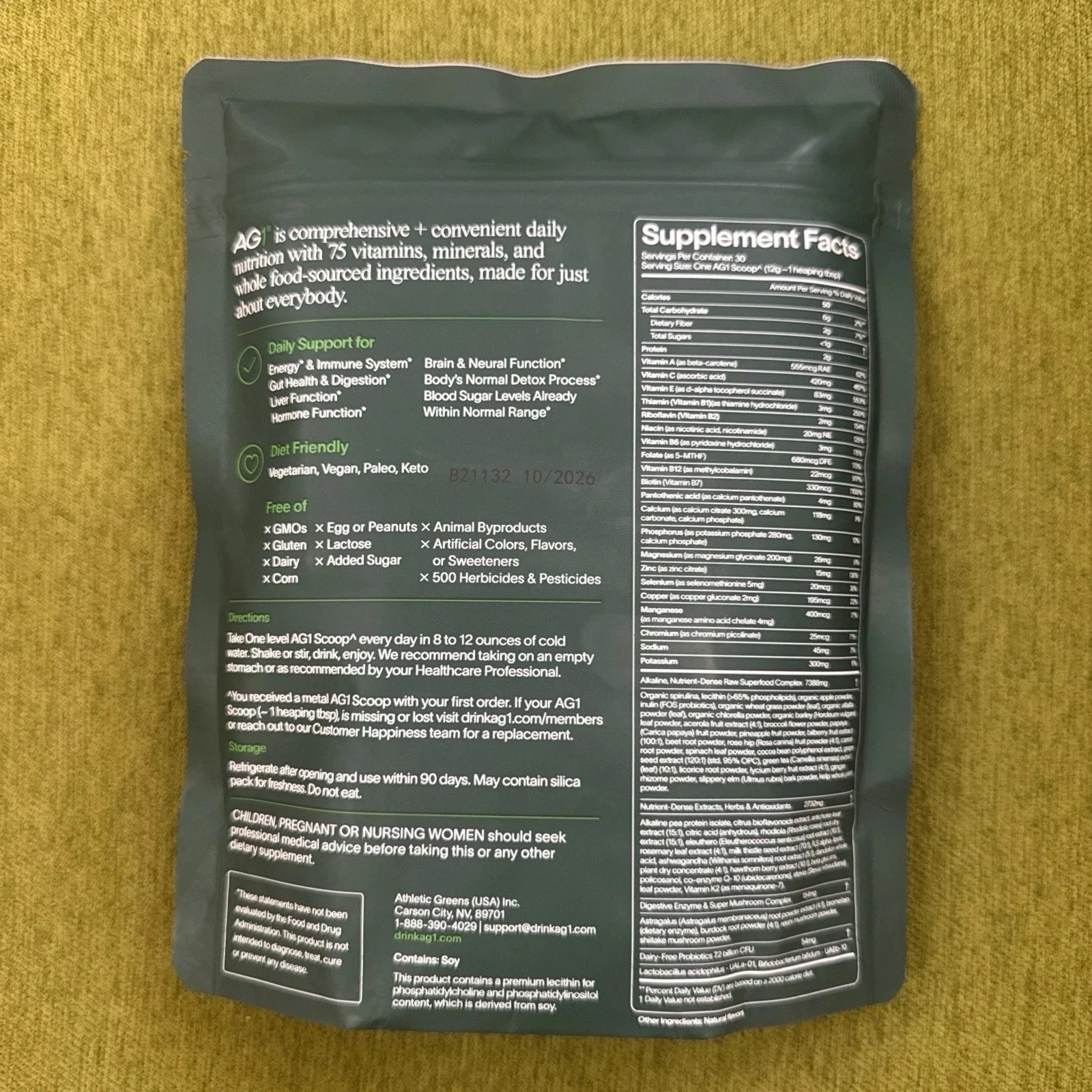 GENUINE AG1 Athletic Greens Pouch 60 (3) Pouch 12.7 Free Shipping