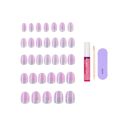 Glam, Press On Nails, Nail glue included, », Pink Size, Short One n Only