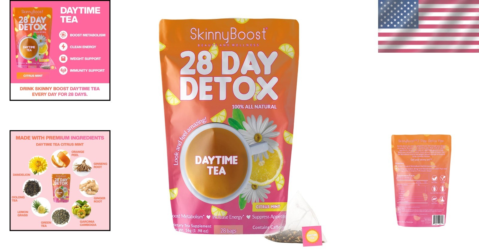 -Friendly 28-Day Detox Tea – Delicious Citrus Mint for Metabolism Boost