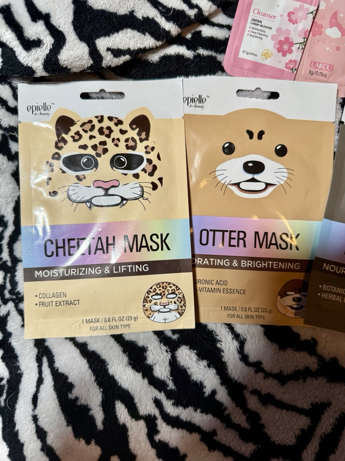 Epielle Animal Face Mask Bundle Panda Otter Cheetah Llama Sakura Spa Gift Set