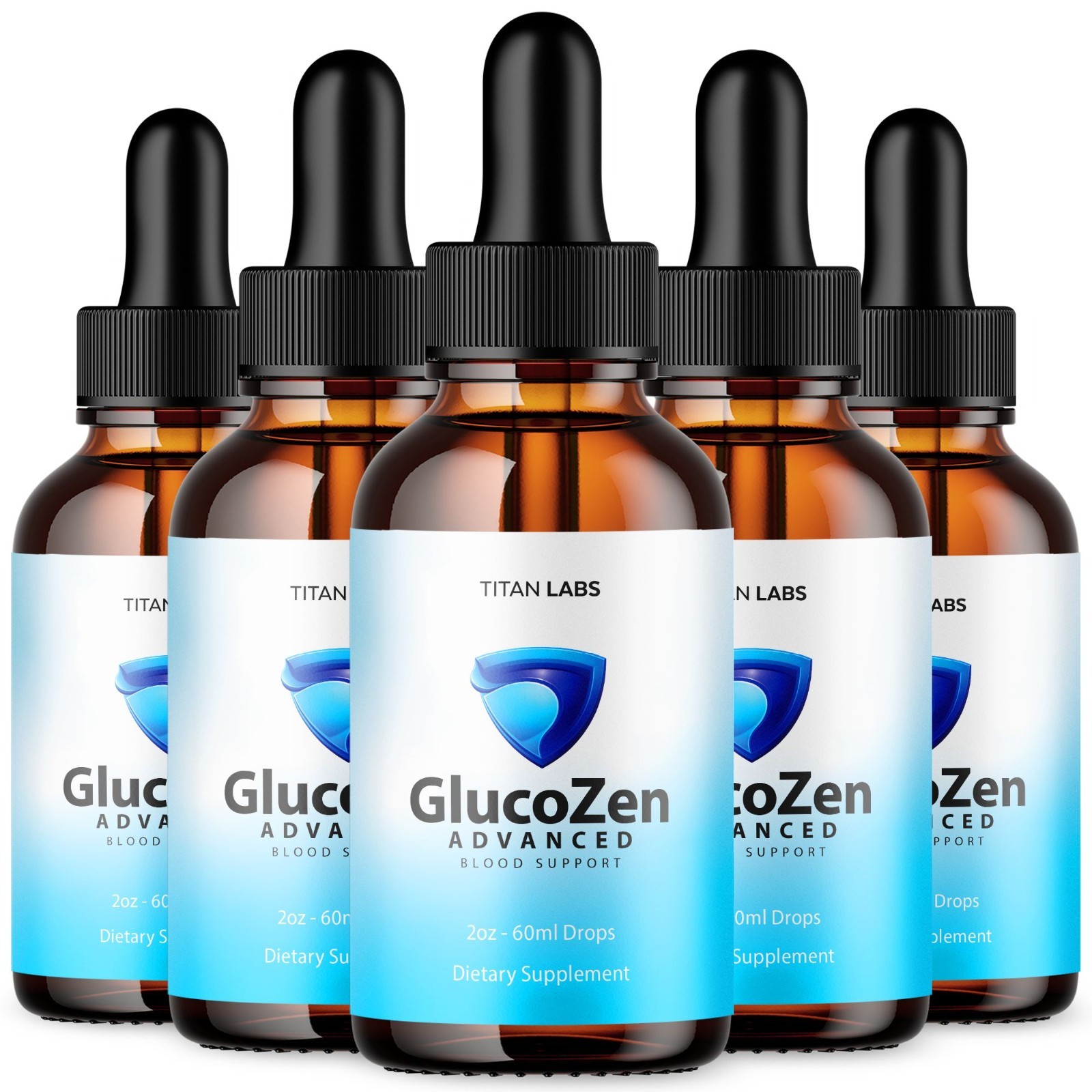 (5 Pack) GlucoZen Drops Advanced Blood Support Supplement Gluco Zen 150 Servings