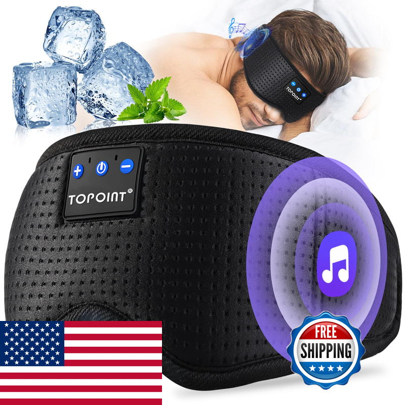 Topoint Sleep Mask Bluetooth Headphones Breathable Silk Eye Mask For Sleeping