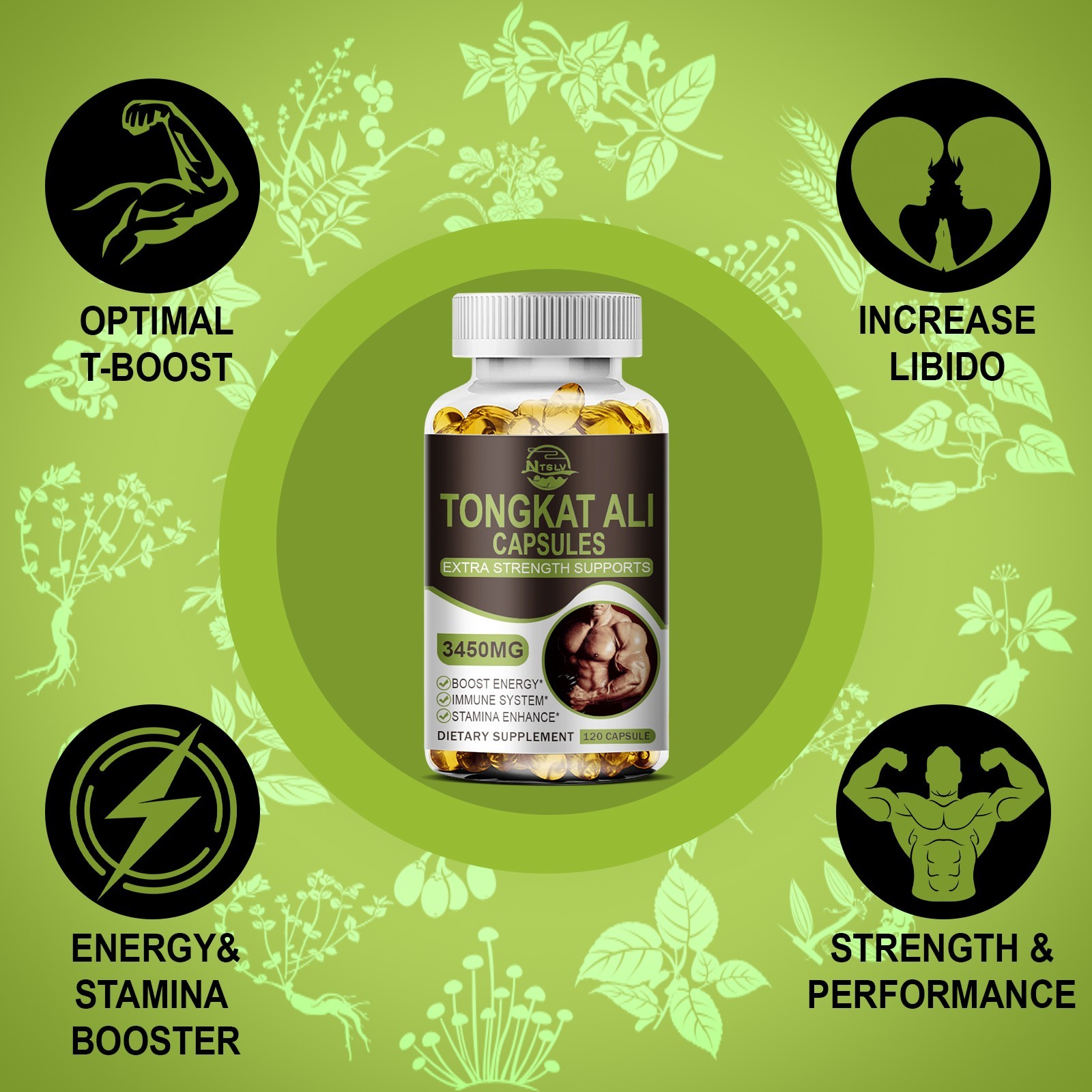 120 Male Enhancementt capsules， Support Herbal Energy Wellness Capsules