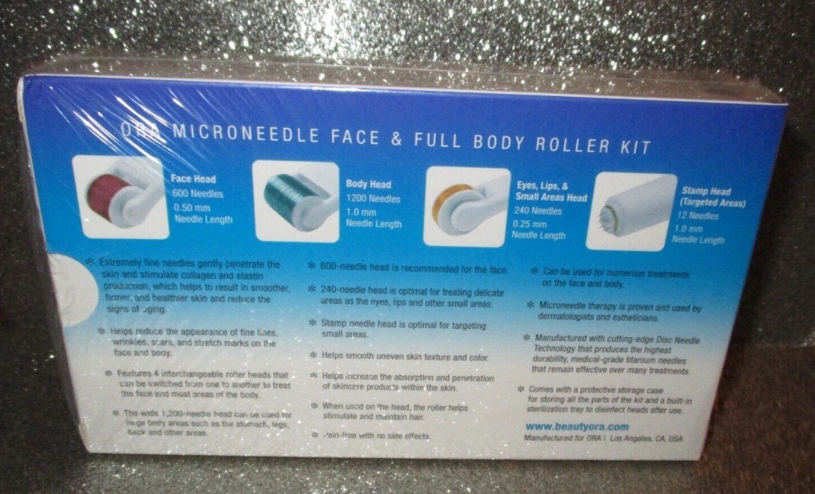 ORA Microneedle Face & Full Body Roller 6-Piece Kit NIB Sealed