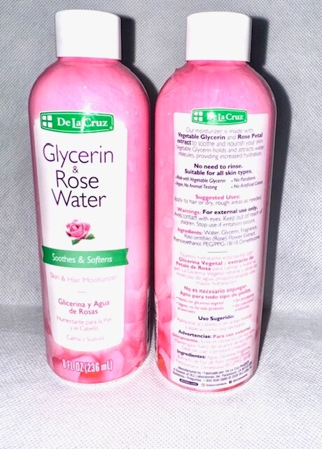 De La Cruz Glycerin & Rose Water Each Skin & Hair Moisturizer 8 oz