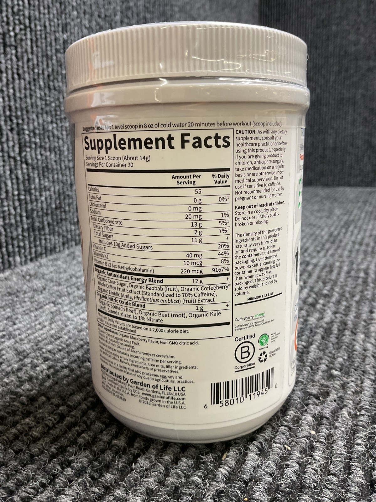 SPORT Organic Pre-Workout Energy plus Focus Blackberry 9/25/26