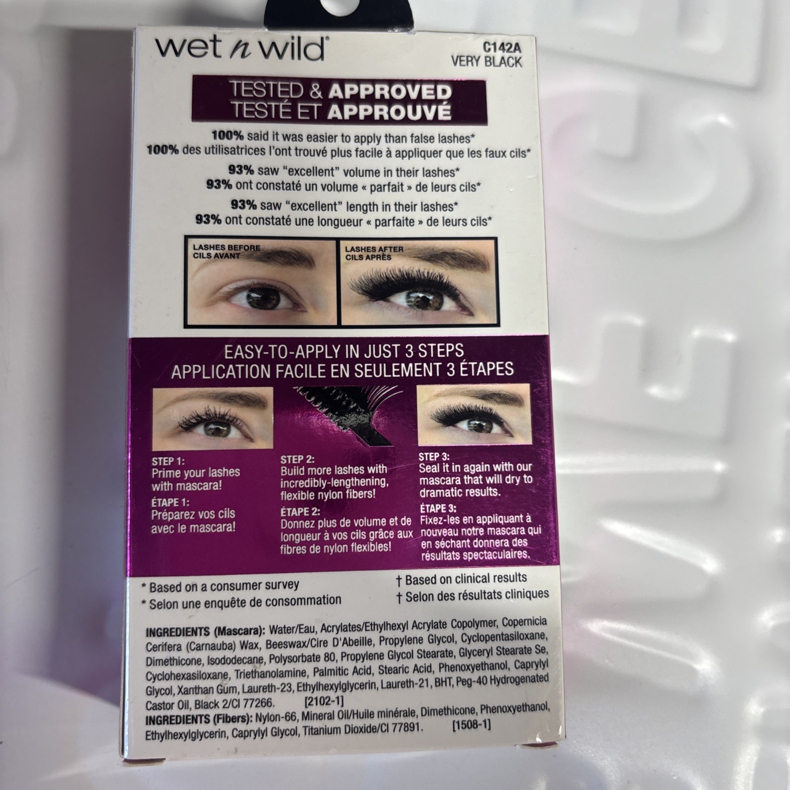 Wet N Wild Lash-O-Matic Mascara + Fiber Extension Kit C142A Very Black