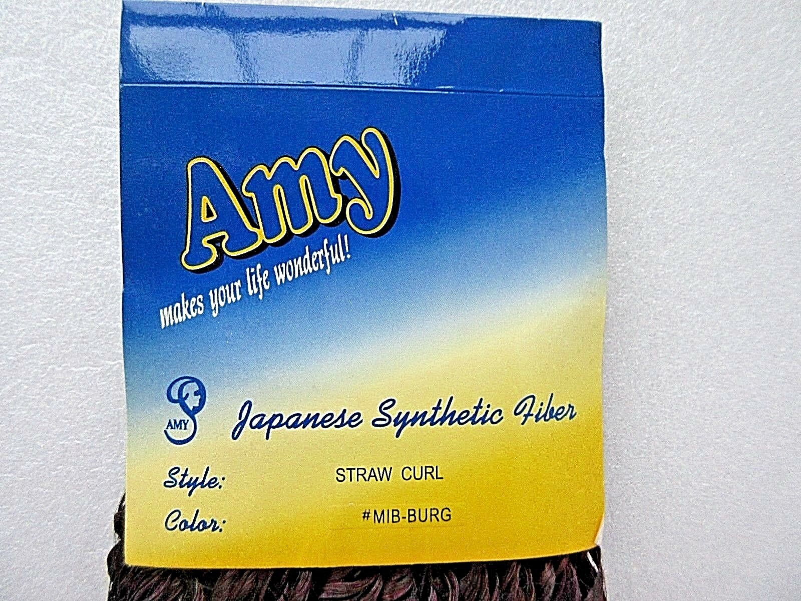 Japanese Synthetic Fiber Hair Extensions Straw Curl Brown/Burgundy Amy 13″ NEW