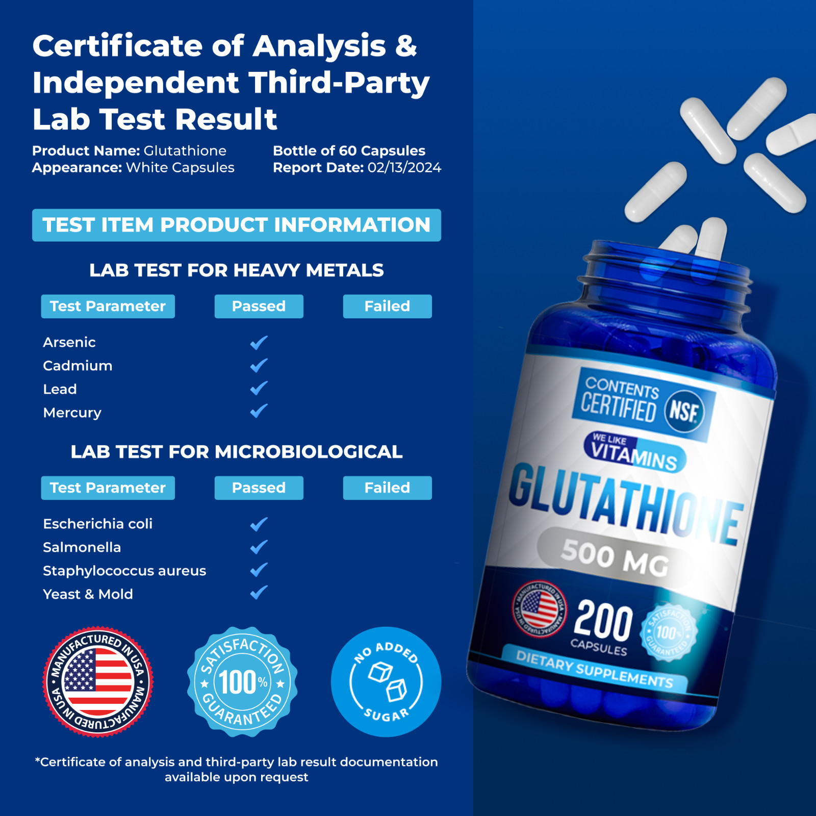 Glutathione 500mg Capsules – 200 Count