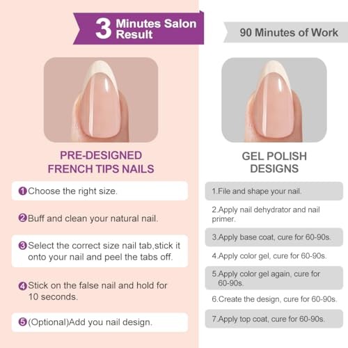216 Pcs French Tip Press on Nails Almond,French Nails Press ons Short Style-10