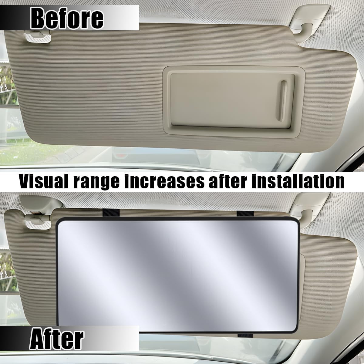 Car Sun Visor Vanity Mirror, Vehicle Sun-Shading Cosmetic Makeup Mirror with Str