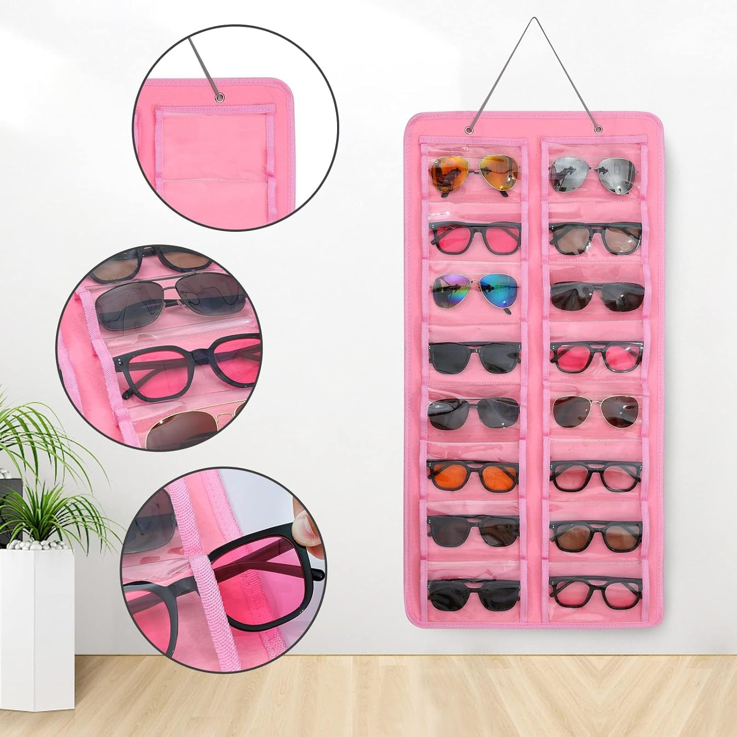 Sunglasses Dust-Proof Organizer Storage Wall Mounted Hanging Sunglasses Organize