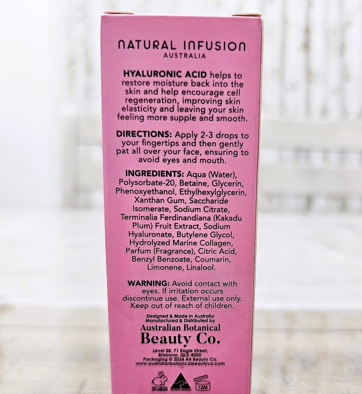 Natural Infusion Australia Hyaluronic Acid Face Serum 1.69 fl oz/50 mL