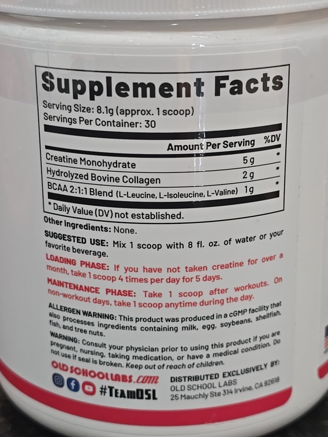 Old School Labs Creatine Monohydrate for Women 240g 8.46oz Unflavored Powder New